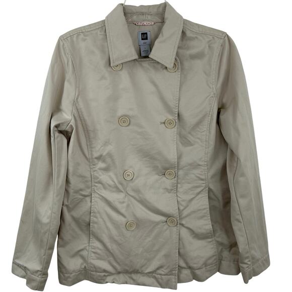 Gap Women Y2K Peacoat Jacket Cream Neutral Minimalist Preppy Cottage Size Large - Picture 1 of 9